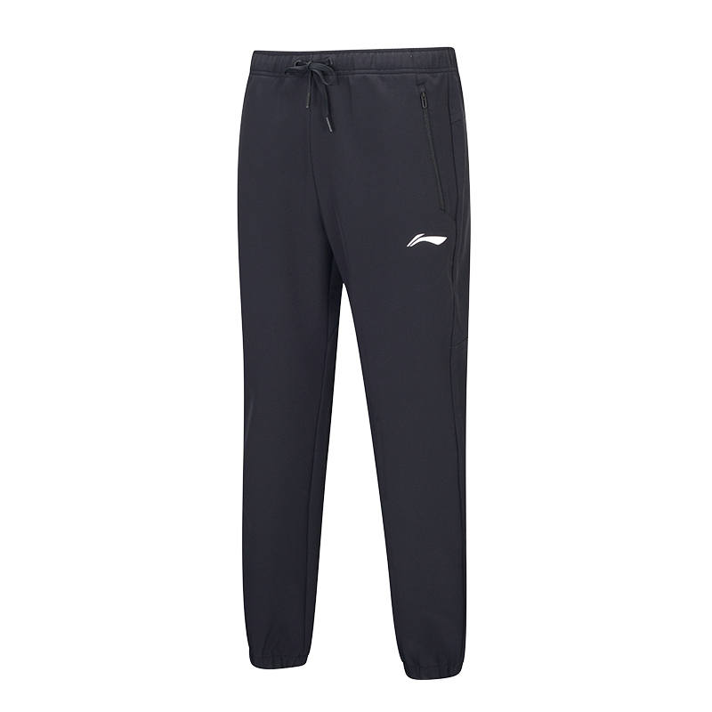 Li-Ning Li Ning Sports Woven Windproof Thickened And Fleece Lined Elastic Cuff Casual Pants Men's Black