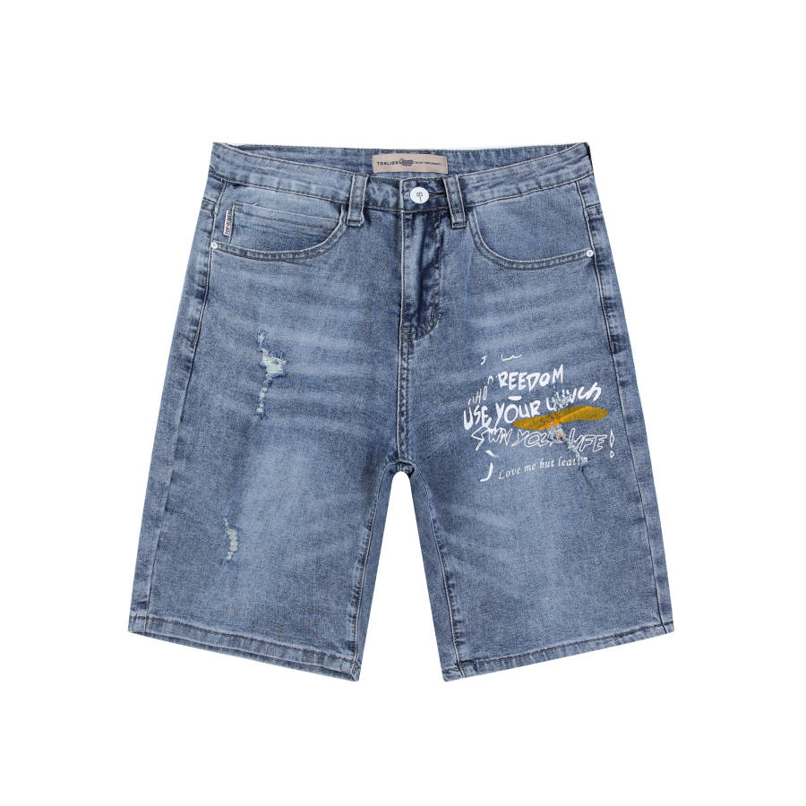 Tonlion Denim Shorts Men's Light Blue