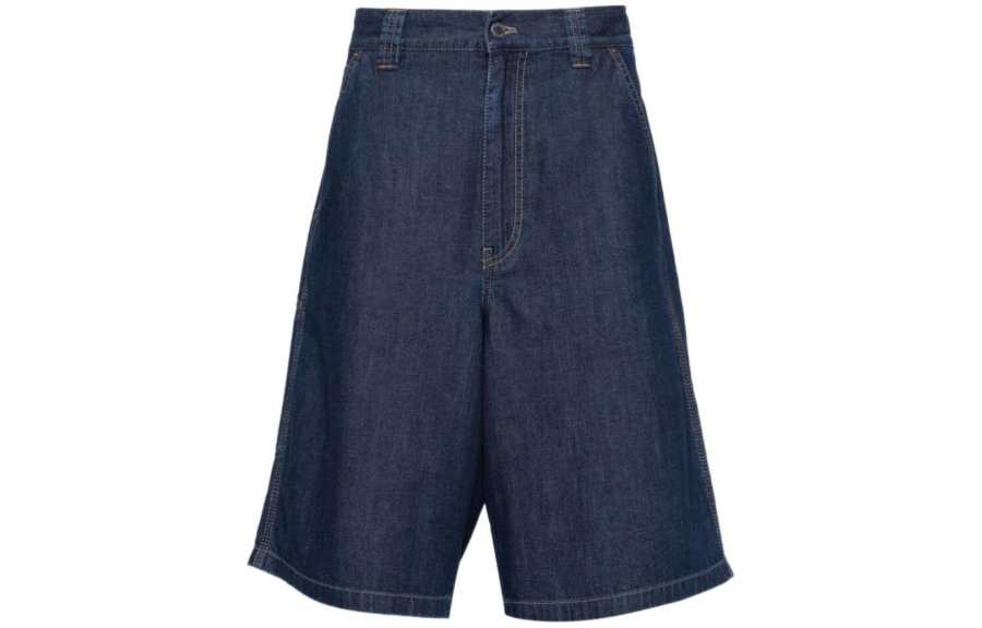 PRADA PRADA Triangle Logo Denim Shorts