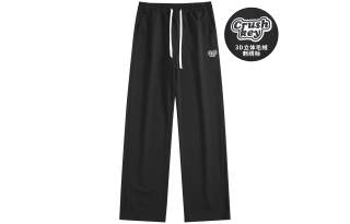 CRUSH KEY Basic 3D Embroidery Pressed Label Print Straight Fit Draped Loose Fit Fall Winter Fleece Lined Casual Pants