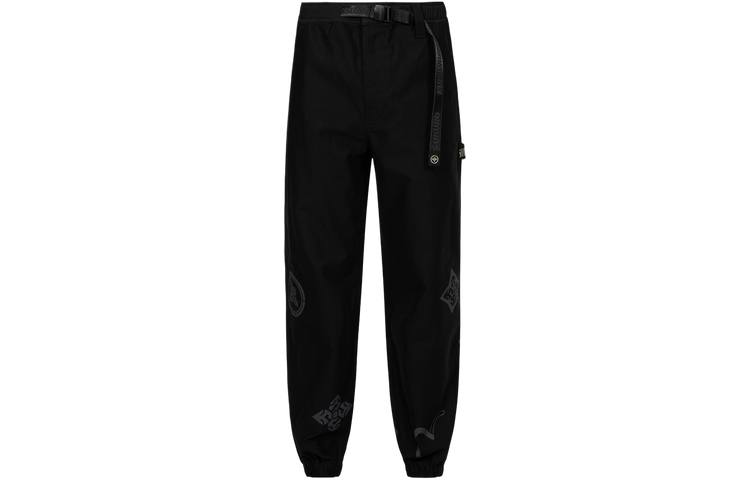 EVISU Casual Pants Men's Black All Over Print Moderate Cuffed Pants