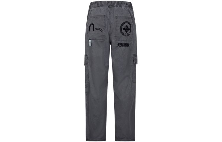 EVISU Casual Pants Men's Gray Moderate Straight Fit Pants