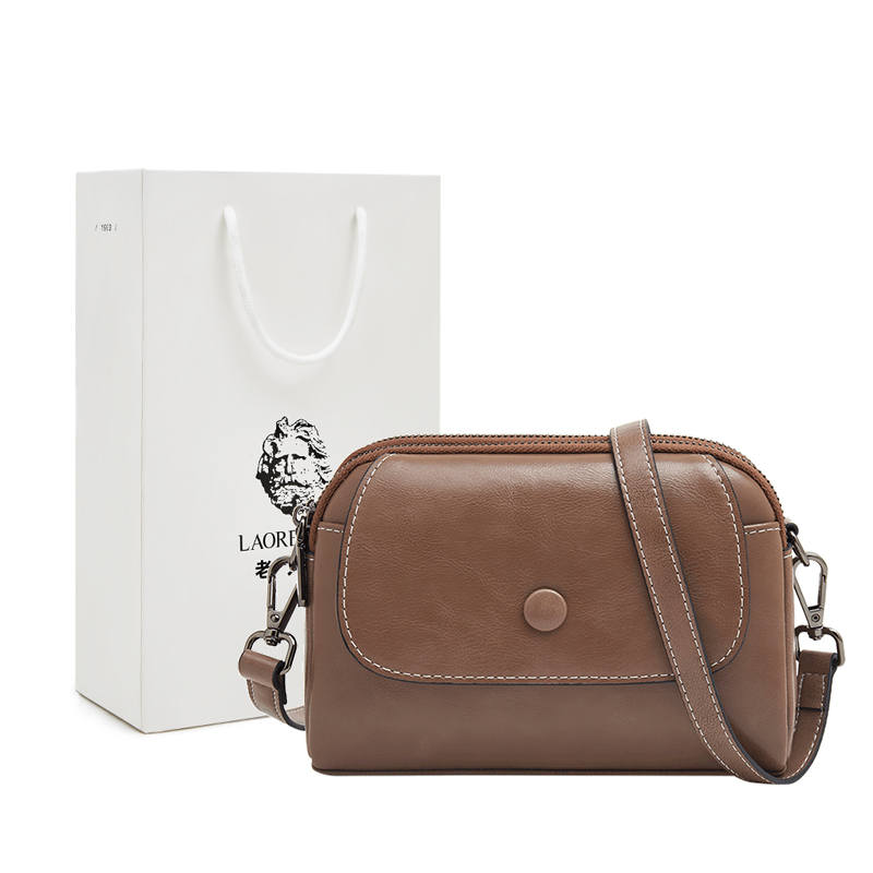 LAORENTOU Top Grain Cow Leather Crossbody Bag Women's Brown