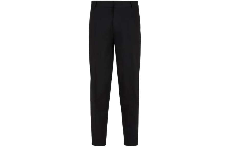 EMPORIO ARMANI Cotton Twill Wide Trousers With Pleat