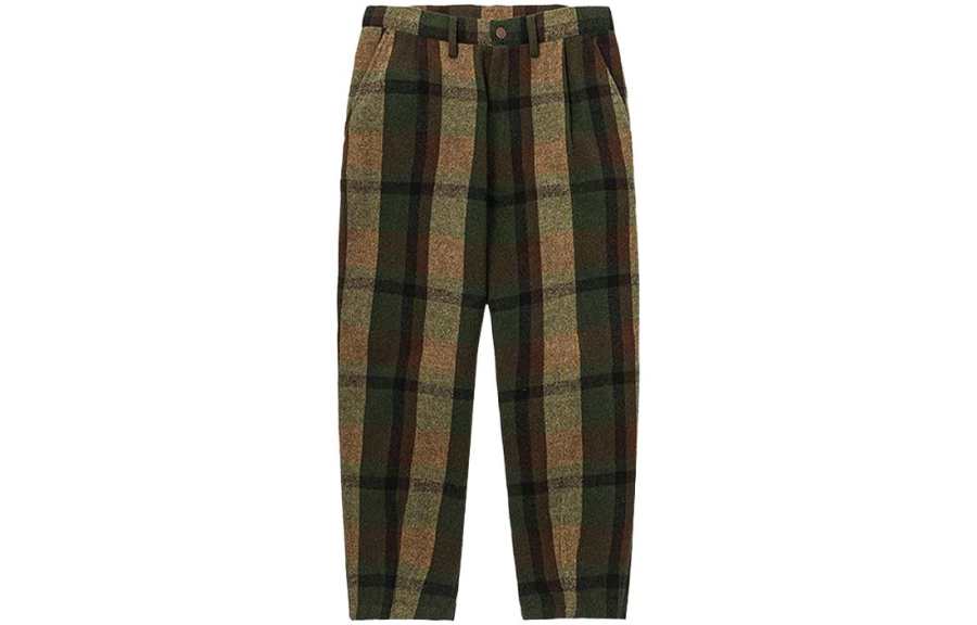 Timberland Casual Pants Unisex Luggage Bag Green Yarn Dyed Woven Moderate Wide Leg Pants