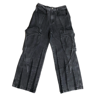 DND4DES Jeans Unisex Black Moderate Straight Fit Pants