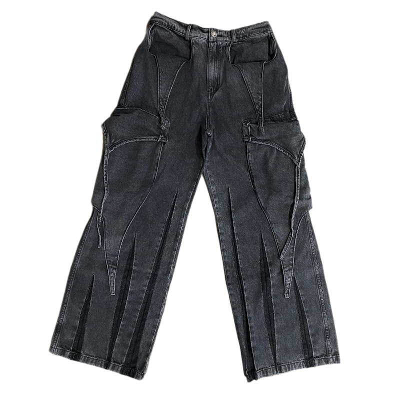 DND4DES Jeans Unisex Black Moderate Straight Fit Pants
