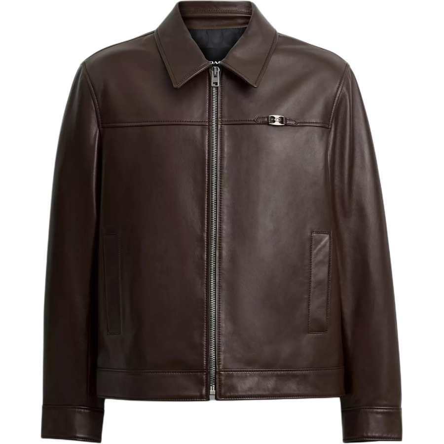 COACH COACH Heritage Leather Jacket Men's Brown