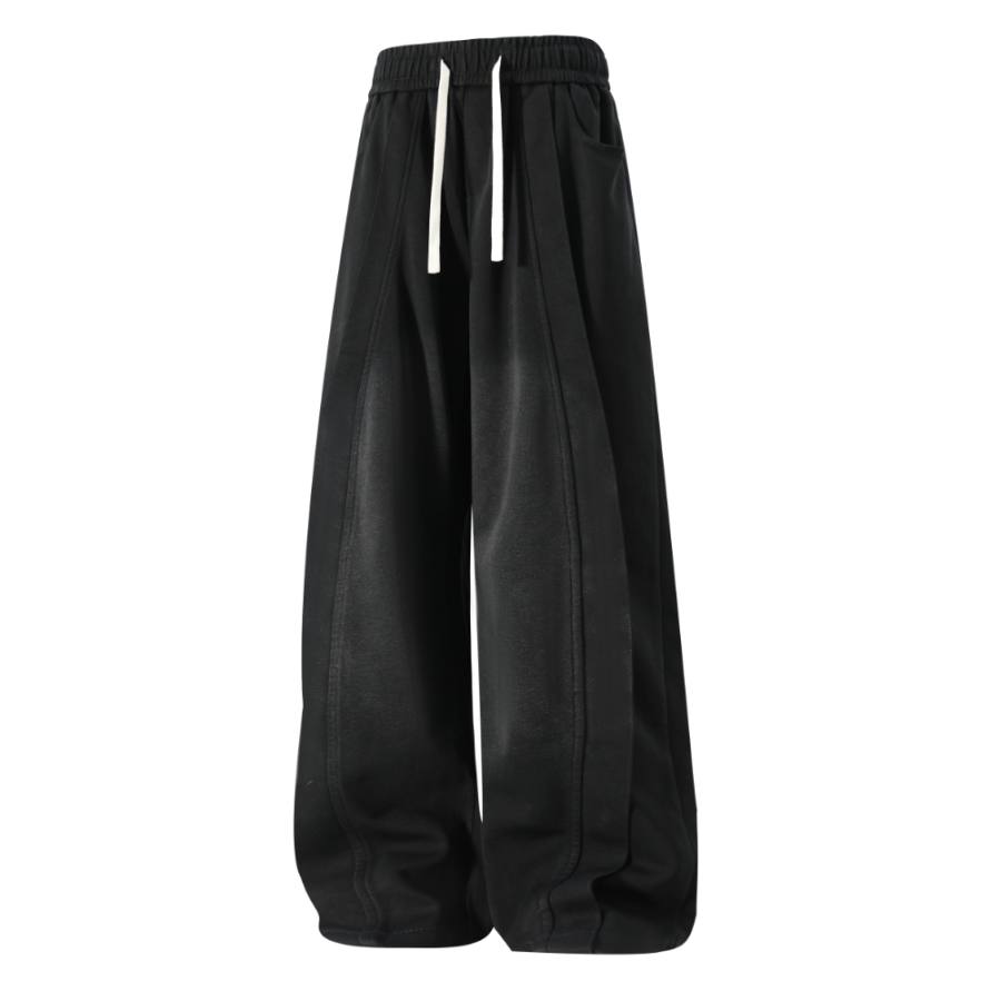 X1617 Casual Pants Unisex Washed Black Moderate Straight Fit Pants