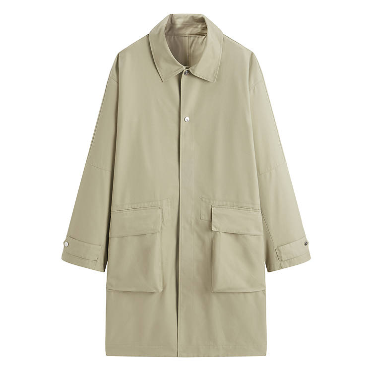 PEACEBIRD MEN Trench Coat Men's Gray Green