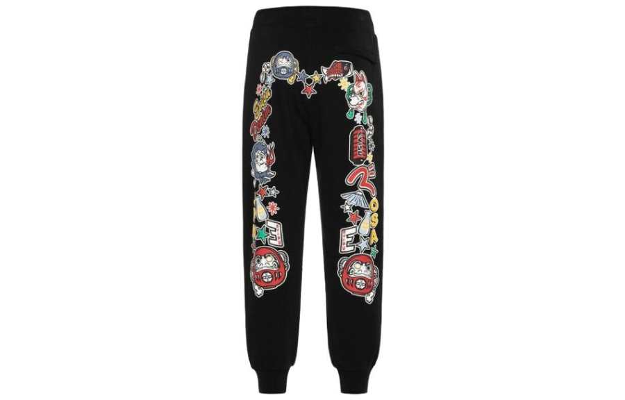 EVISU EVISU Casual Pants Men's Black Moderate Cuffed Pants