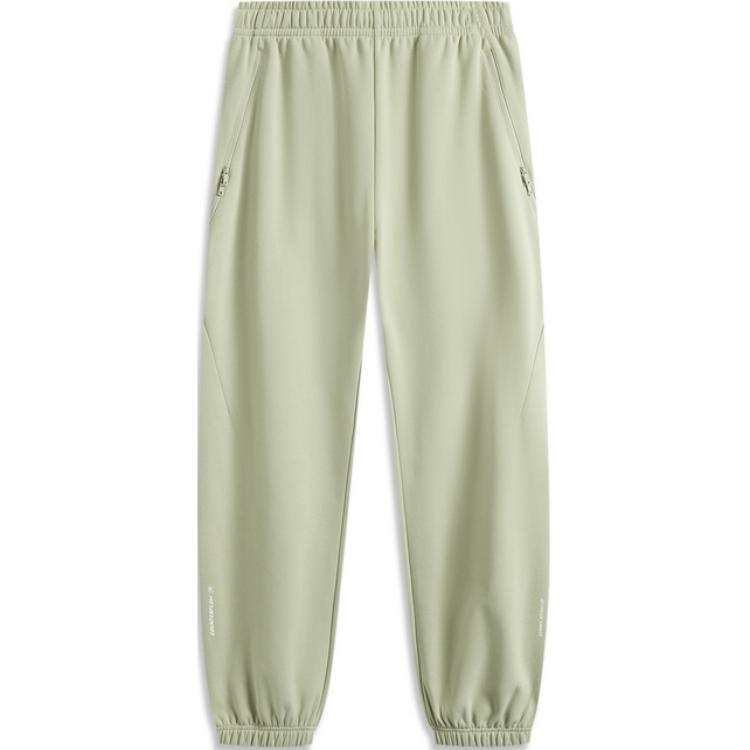 Li-Ning Li Ning Solid Color Fleece Lined Thermal Loose Fit Elastic Cuff Sweatpants Casual Pants Men's Limewash Gray