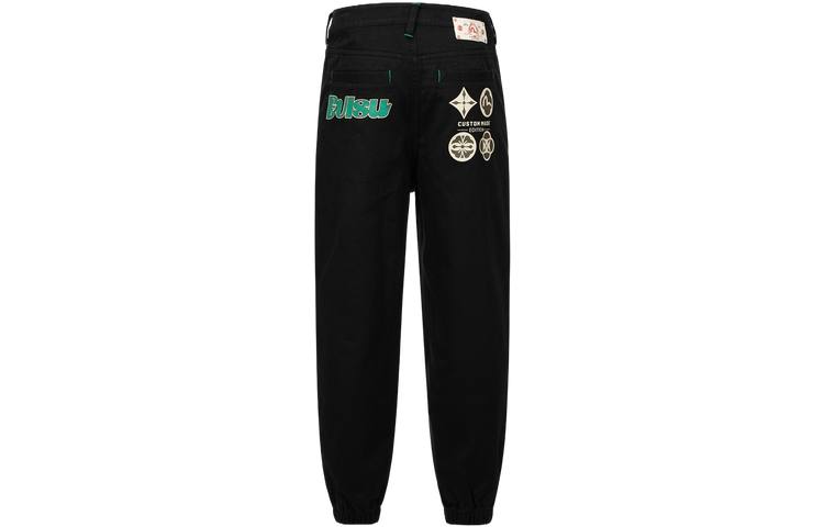 EVISU Casual Pants Men's Black Moderate Cuffed Pants
