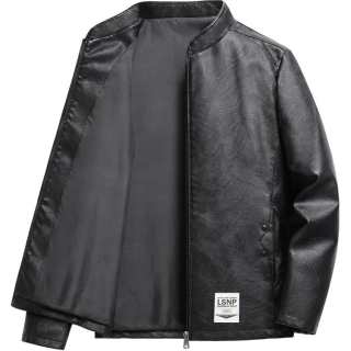 LISENPOK Leather Jackets Unisex Stand Collar Moderate