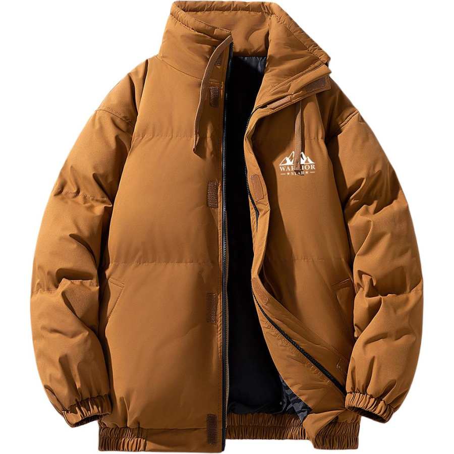 WARRIOR WARRIOR Puffer Jackets Unisex Stand Collar Thickened Padded Puffer Jacket