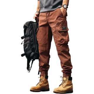 GELANLU Spring Cargo Pants Elastic Cuff Unisex Basic Colors Black, Gray, White, Etc.