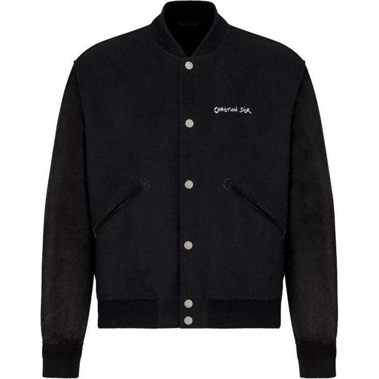 DIOR DIOR Jackets Men's Black Baseball Collar Moderate Other