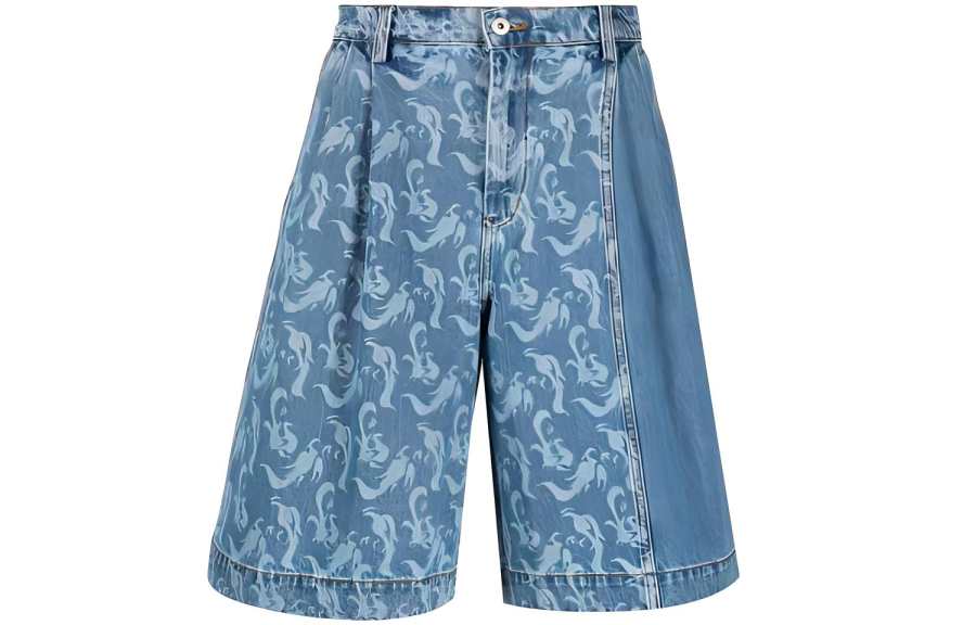 Feng Chen Wang Feng Chen Wang Printed Denim Shorts