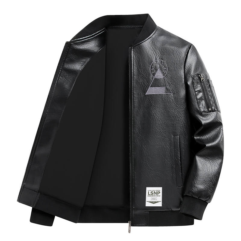 LISENPOK Leather Jackets Unisex Baseball Collar Moderate