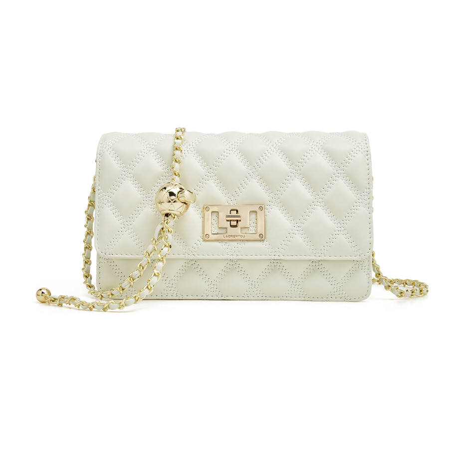 LAORENTOU Top Grain Cow Leather Crossbody Bags Women's White/Black