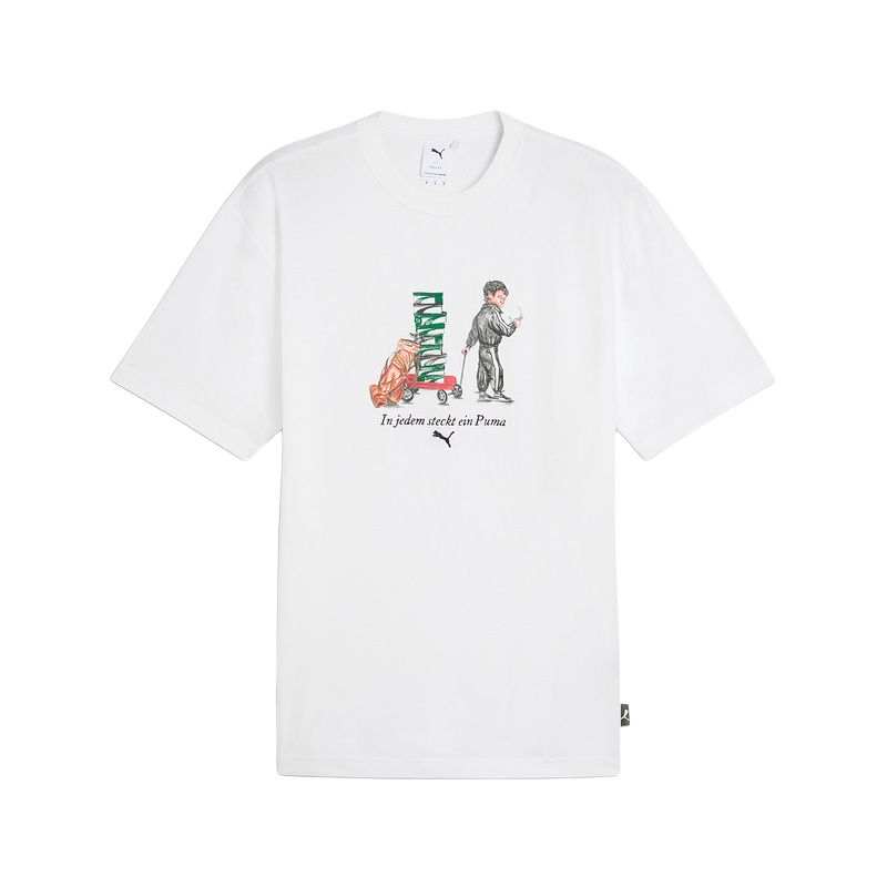 PUMA PUMA T Shirts Men's White Crew Neck Moderate