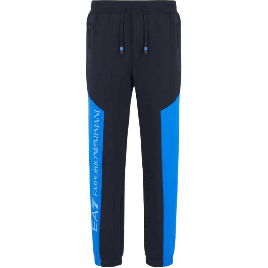 EMPORIO ARMANI EA7 FW24 Cotton Padded Elastic Cuff Long Style Knitted Sweatpants Men's Blue