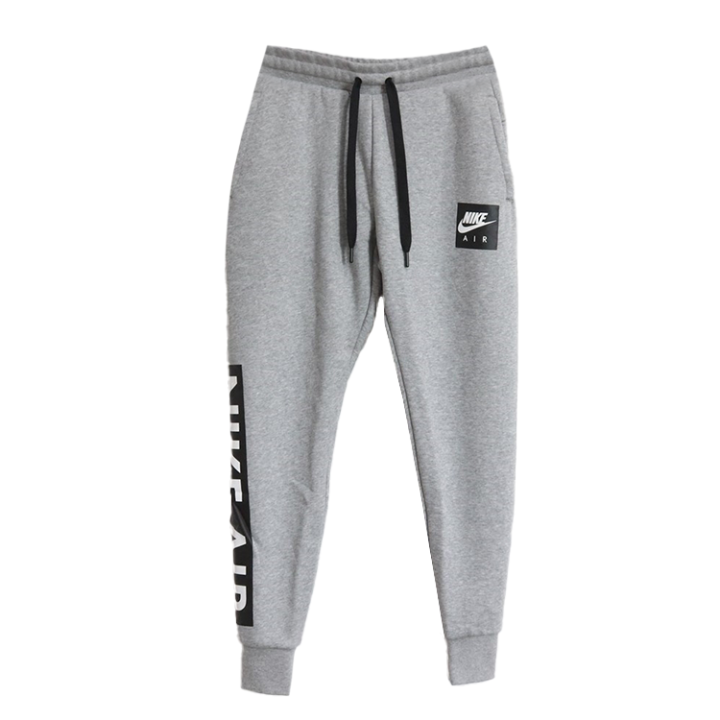 Nike Nike Air Brand Logo Fleece Lined Comfortable Soft Lace Up Casual Pants Men's Gray