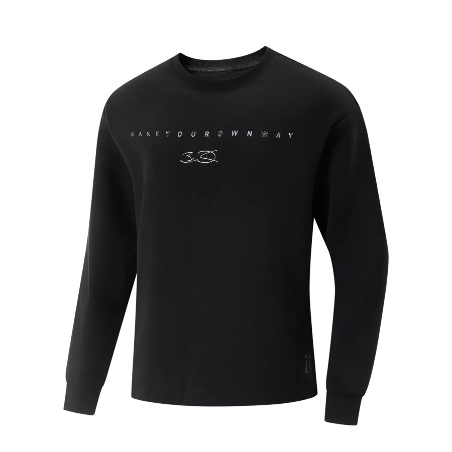 Li-Ning Li Ning Sweatshirts Men's Black Crew Neck Moderate Regular