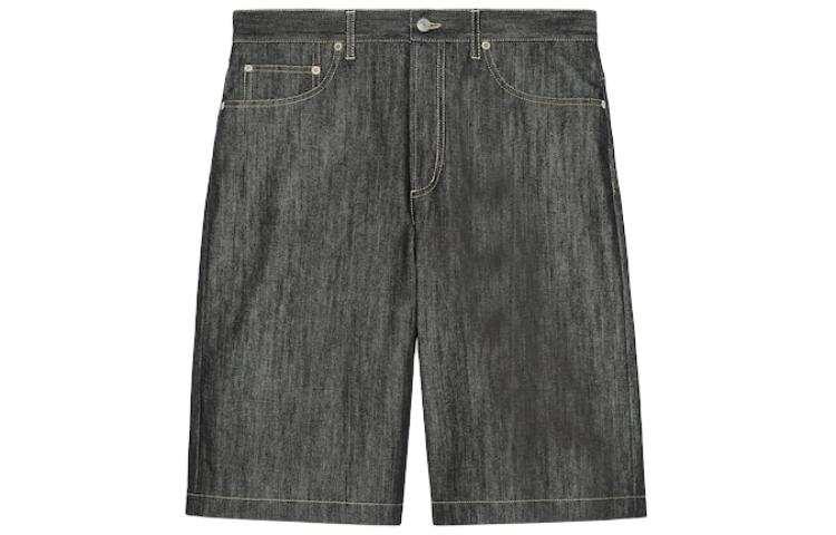 GUCCI Jacquard Detail Denim Shorts Denim Shorts Men's Dark Blue