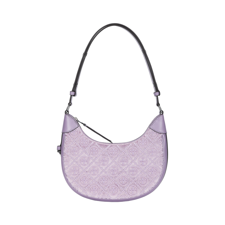 TORY BURCH T Monogram Viscose Crescent Bag, Handbag, Shoulder Bag Women's Light Purple