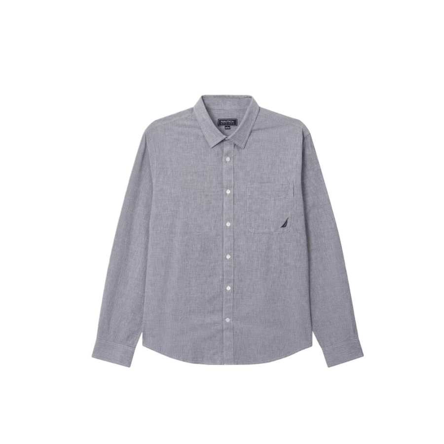 NAUTICA Shirts Men's Navy Blue Lapel Moderate