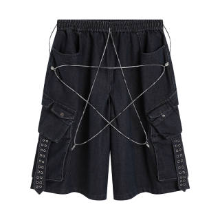 DND4DES Denim Shorts Unisex Navy Blue Moderate