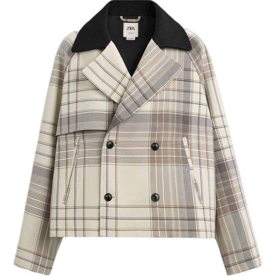ZARA Trench Coats Men's Beige Lapel Moderate Other