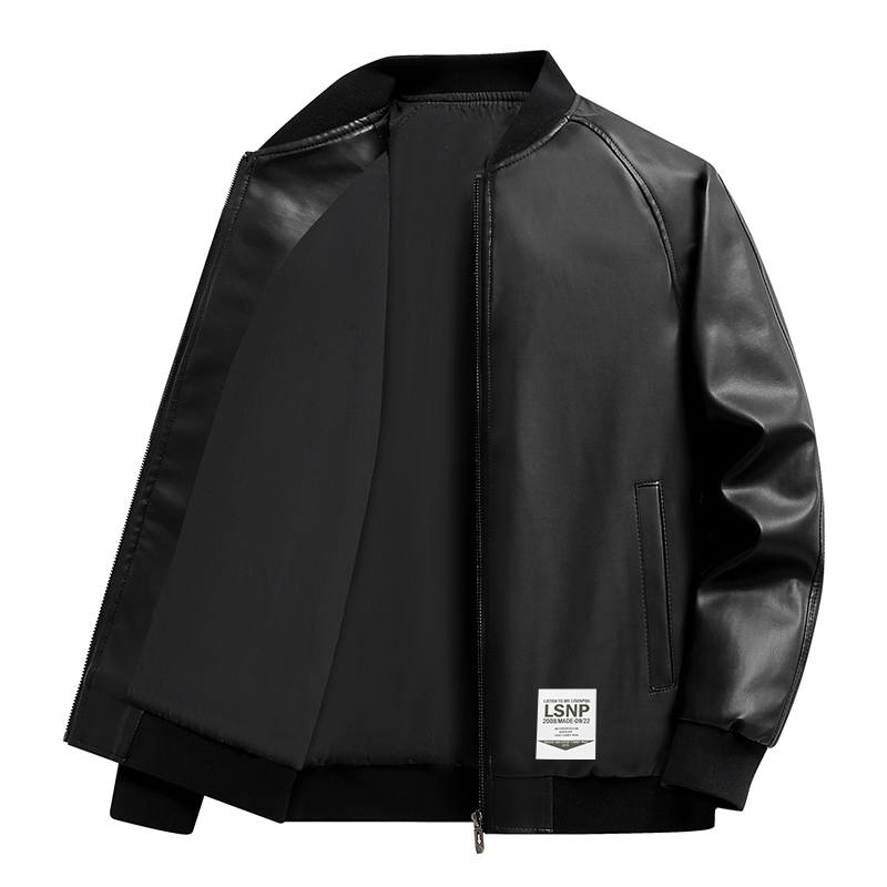LISENPOK Leather Jackets Unisex Baseball Collar Moderate