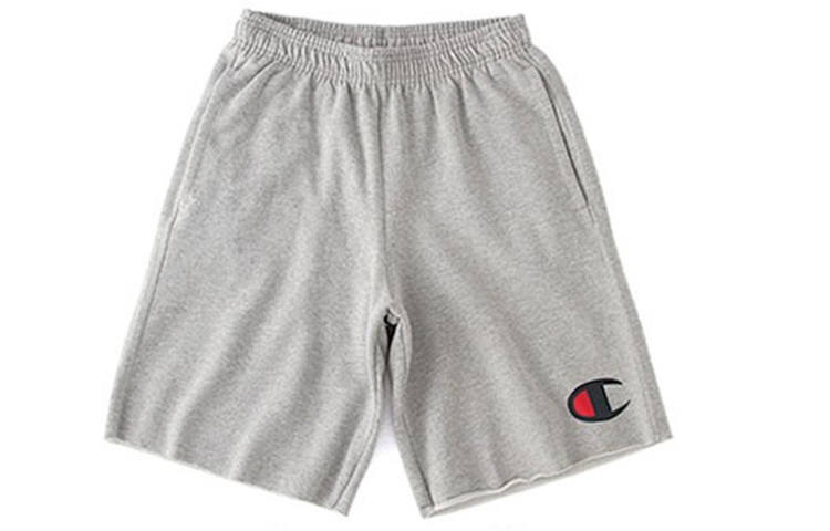 Champion Large C Logo Pattern Sports Fleece Lined Casual Shorts US Version Unisex Light Gray