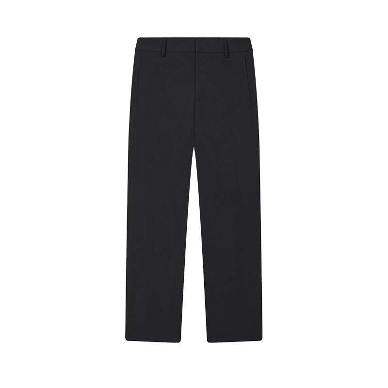 FILA BLUE Minimalist Style Fleece Lined Solid Color Thermal Skin Friendly Straight Fit Casual Pants Men's Jet Black
