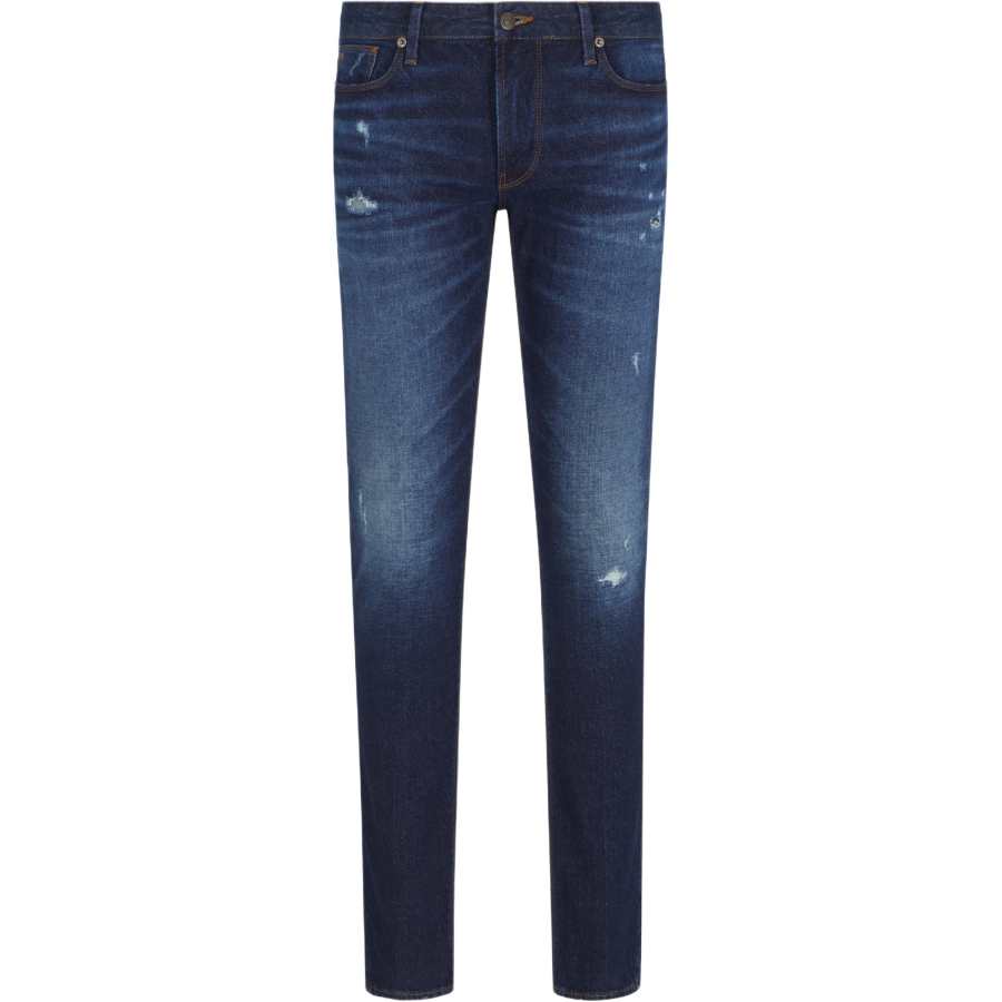 EMPORIO ARMANI J06 Slim fit Washed Stretch denim Jeans With Rips And Veining