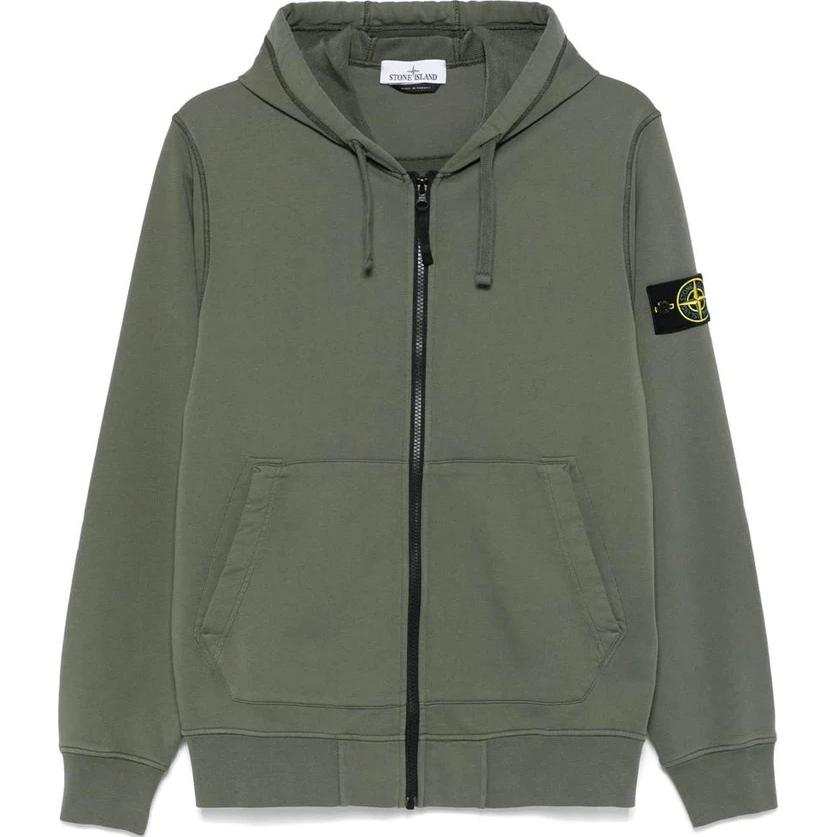 STONE ISLAND Logo Patch Zip-Up Hoodie