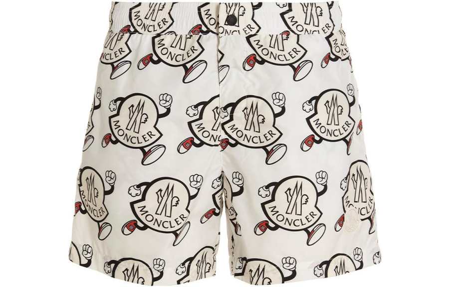 Moncler Moncler Logo Print Swim Trunks