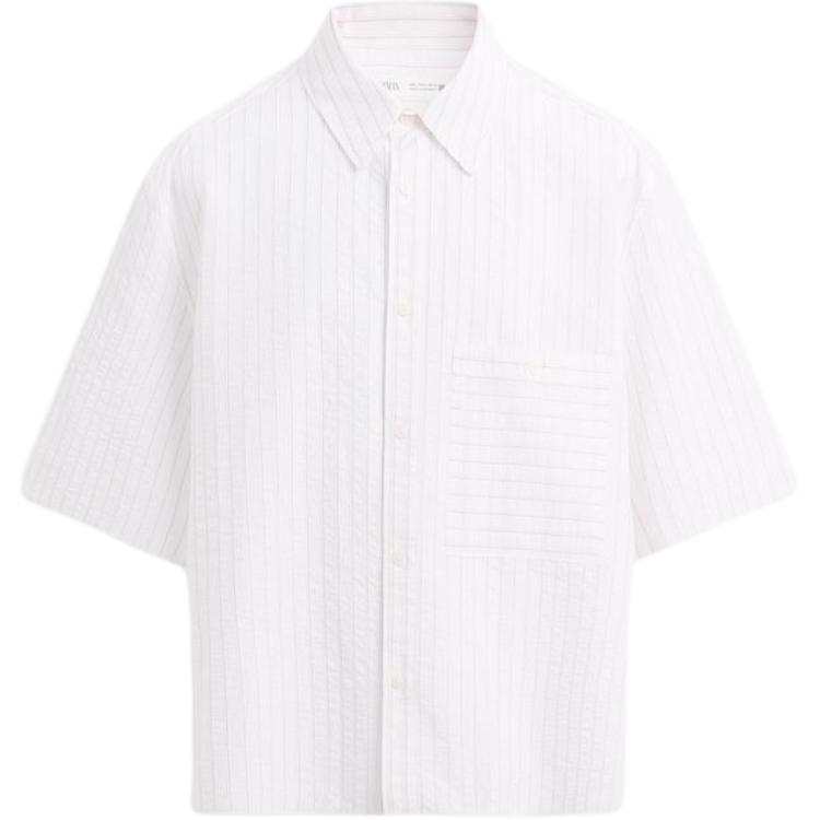 ZARA Shirts Men's Frosted White Lapel Moderate