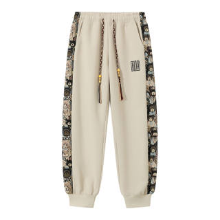 PIERRE CARDIN Embroidered Cuffed Loose Fit Versatile Drawstring Fashion Comfortable Fleece Lined Trendy Sports