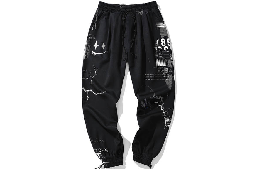 SANSYAS Casual Pants Unisex Black Moderate Cuffed Pants