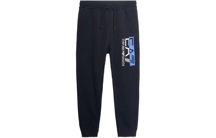 EMPORIO ARMANI EA7 FW23 Letter Logo Print Thickened And Fleece Lined Casual Pants Men's