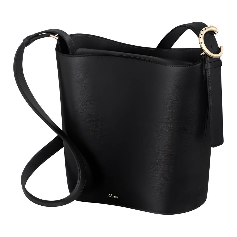 CARTIER PANTHÈRE Calfskin Shoulder Bag Small Women's Black
