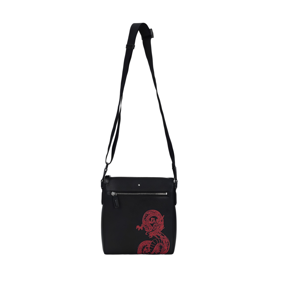 MONTBLANC Cross Grain Cow Leather Lightweight Shoulder Bag, Crossbody Bag Small Men's Black