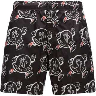 Moncler Allover Logo Printed Swim Shorts