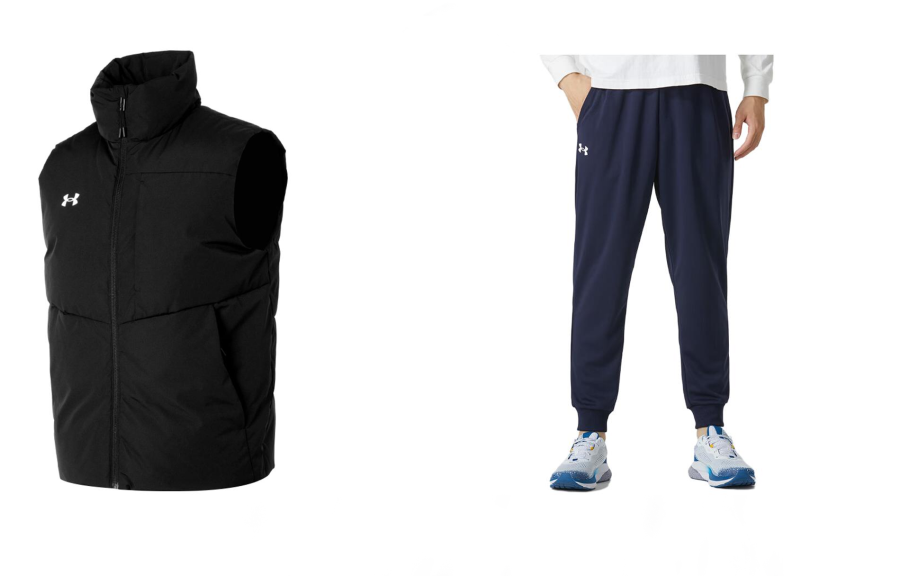 Under Armour Casual Sportswear Men's Set Black+Navy Blue Stand Collar Moderate