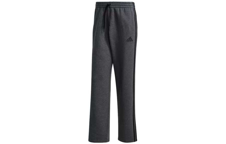 Adidas Adidas Essential Fleece Open Hem 3 Stripes Pants Casual Pants Men's Dark Gray