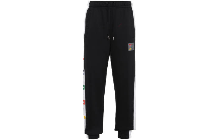 Jordan Jordan Multi Label Fleece Lined Thermal Cuffed Retro Sports Pants Knitted Sweatpants Men's Black