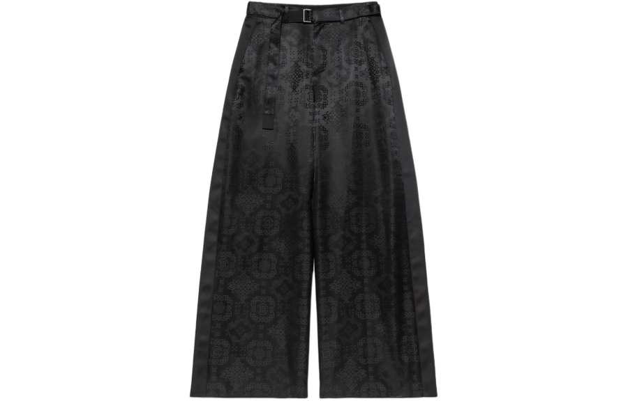 CLOT X Sacai Collaboration Casual Pants Unisex Black Moderate Straight Fit Pants